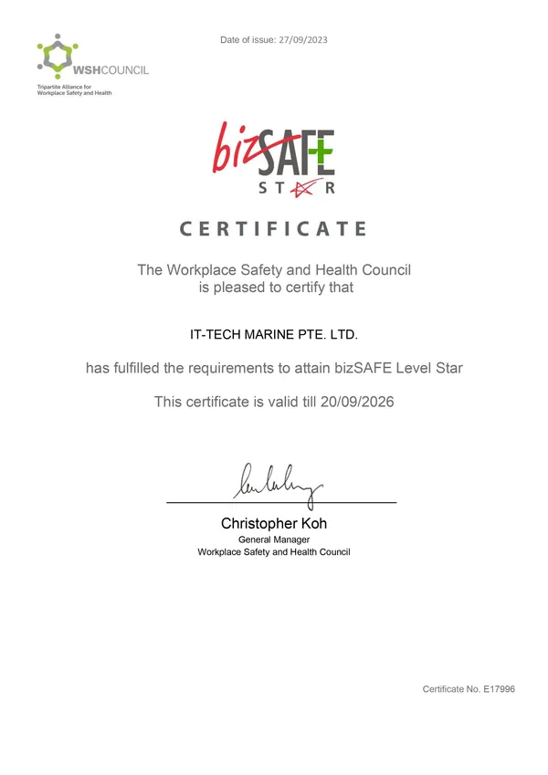 IT-TECH MARINE PTE. LTD. — bizSAFE Star Certificate